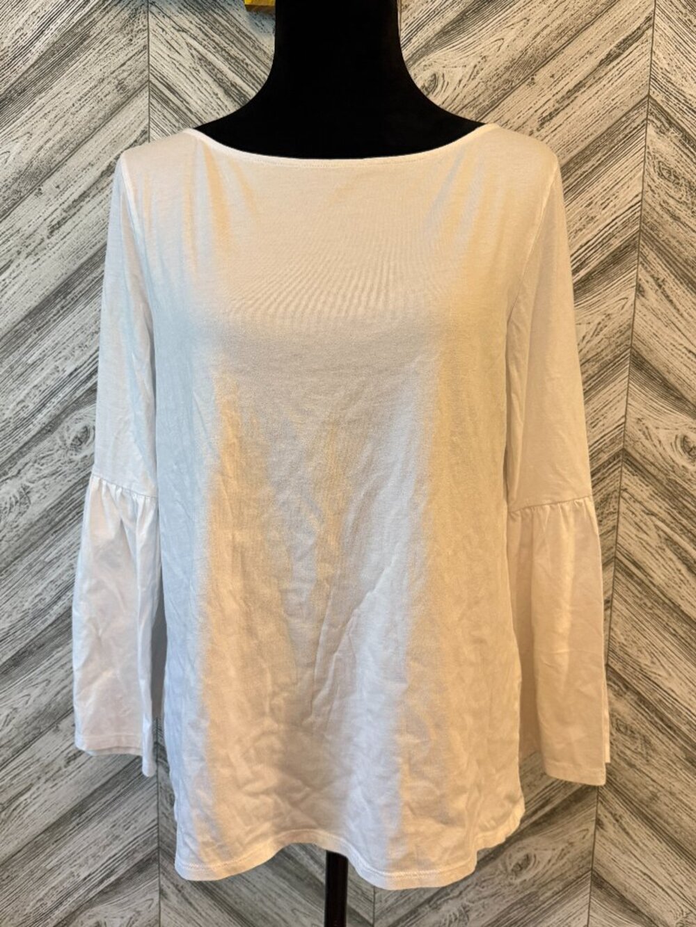 BANANA REPUBLIC Bell Sleeve Blouse, White, size L